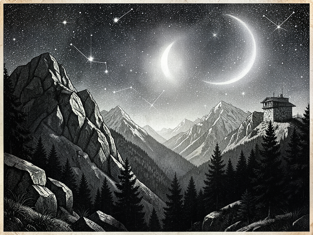 Royal Meteorological Chronicle: Starry Firmament under Waxing Crescent