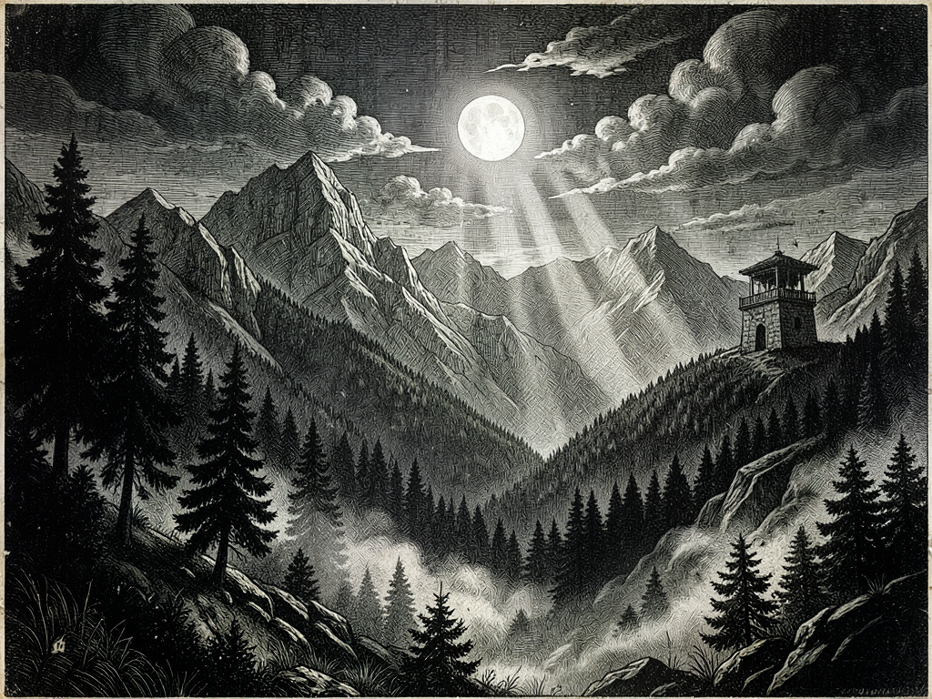 Carpathian Nocturne: Spectral Fog and the First Quarter's Pallid Gaze